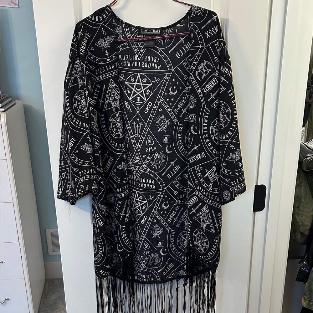 Blackcraft Cult Sigil Print Fringe Cardigan